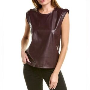 NWOT | Laundry by Shelli Segal | Merlot Vegan Leather Sleeveless Top | Size XL
